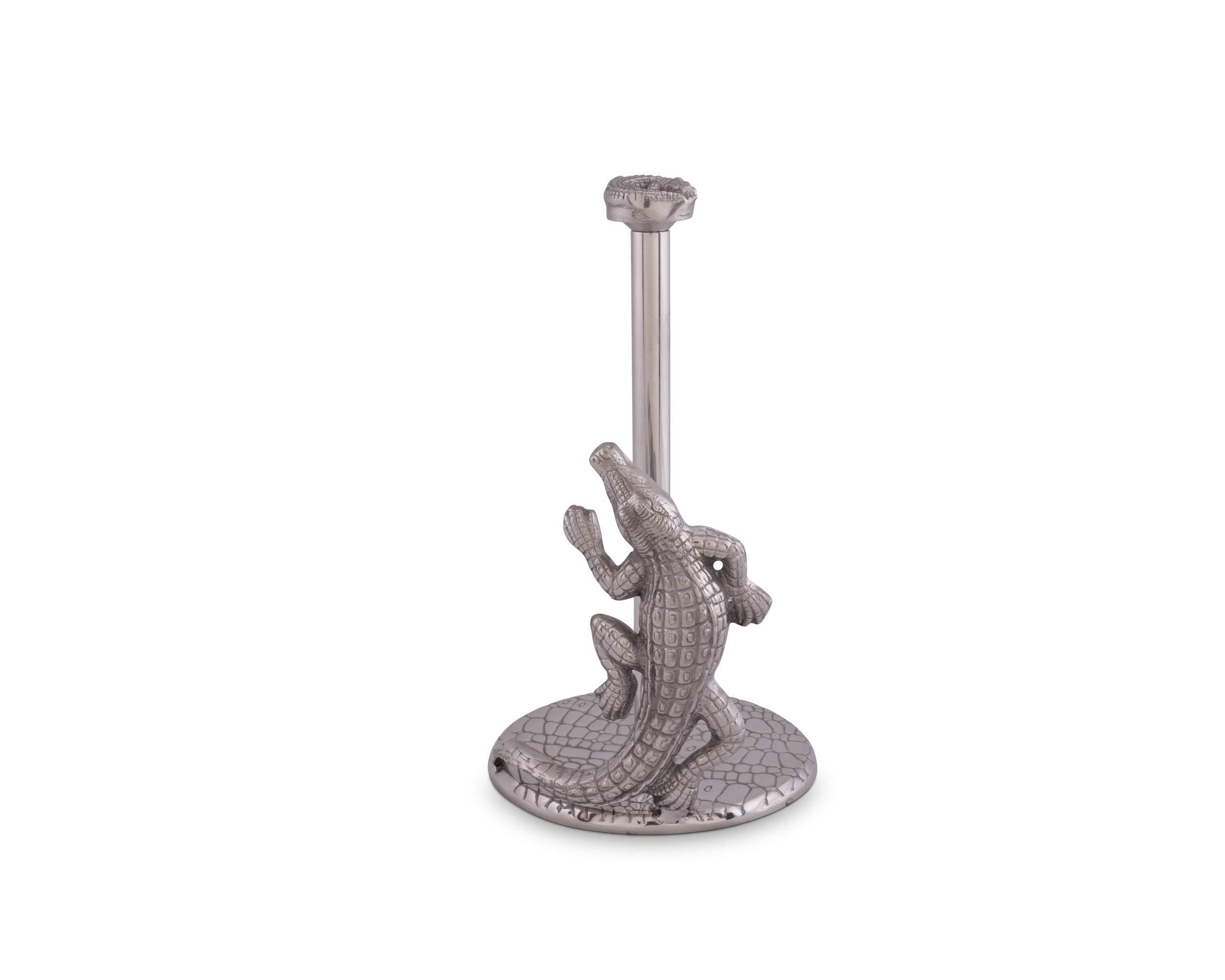 Arthur Court Arthur Court Designs Aluminum Alligator/Gator/Crocodile Paper Towel Holder Aluminum Metal Standing Tall on Countertop 12.5 inch Standing Tall