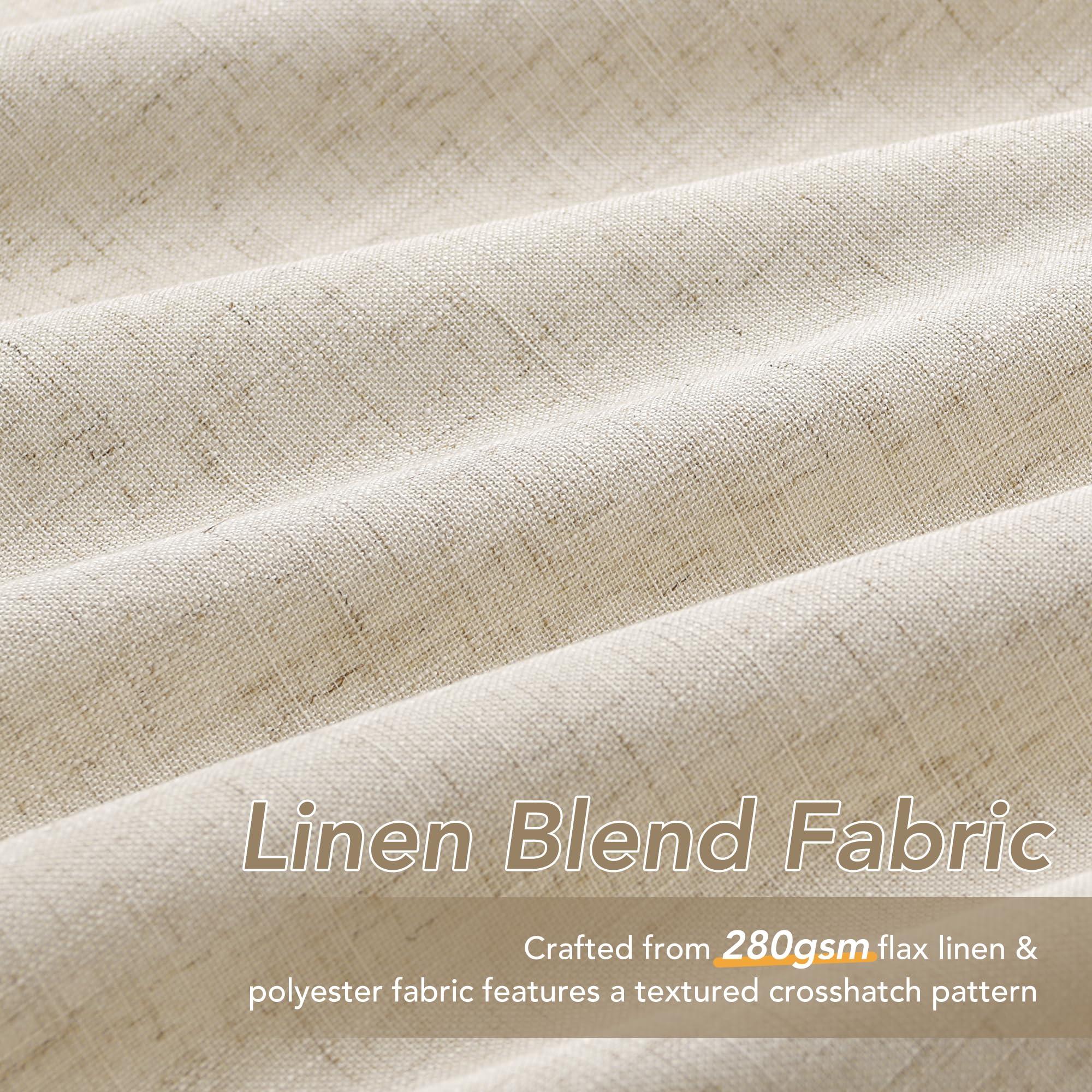 Nanspring Beige Linen Blackout Curtains for Bedroom 96 Inch Length 2 Panels Set Back Tab Pocket Neutral Farmhouse Living Room Darkening Curtains Track System Thermal Insulated Black Out Drapes 52x96