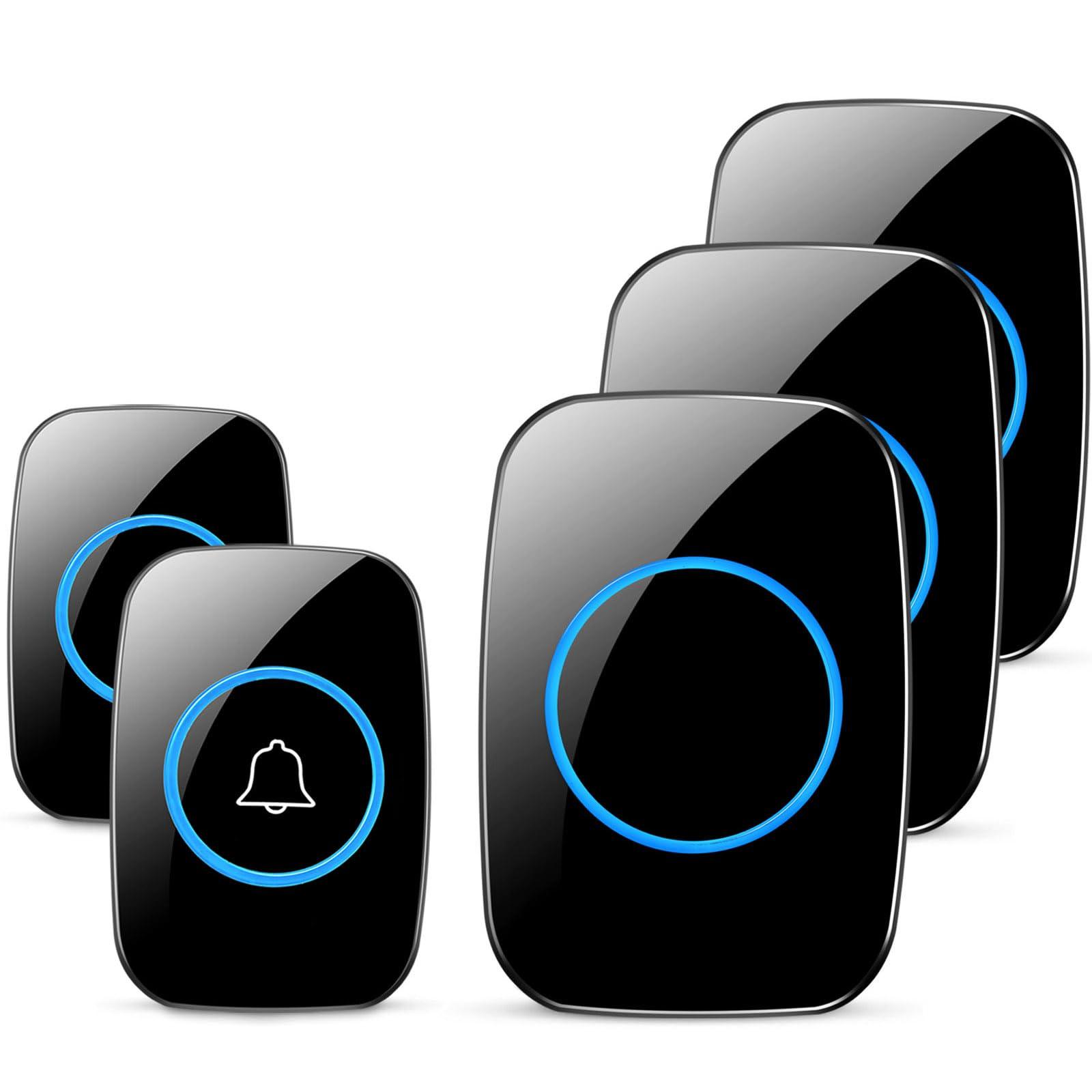 Full House Wireless Doorbell, FullHouse Waterproof Door Bell Kit, Distinguish Front and Rear Doors, Over 1000 feet Range and 60 Chime, 5 Levels Volume and LED Flash, for Home Office Classroom