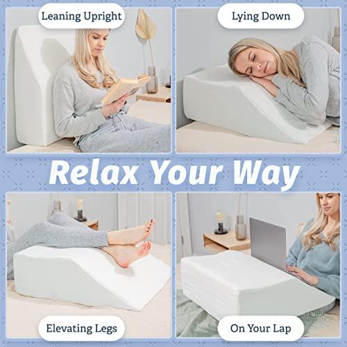 Abco Tech Abco Tech 8in Leg Elevation Pillow with Memory Foam Top - Elevating Leg Rest to Reduce Swelling, Back, Hip, and Knee Pain - Leg Support Pillow to Elevate Feet while Sleeping, Reading - Washable Cover