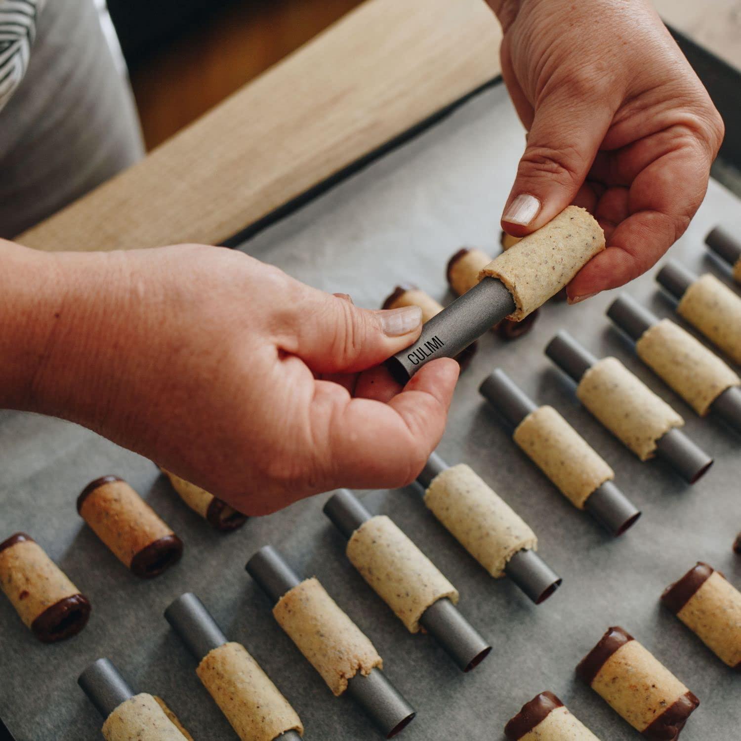 CULIMI CULIMI Mini Cannoli Tube - Set 8 cm/ 3,14\"/ 10 pcs Small Cones Baking Molds Cream - Horn Moulds Tubes Non-Stick Coating