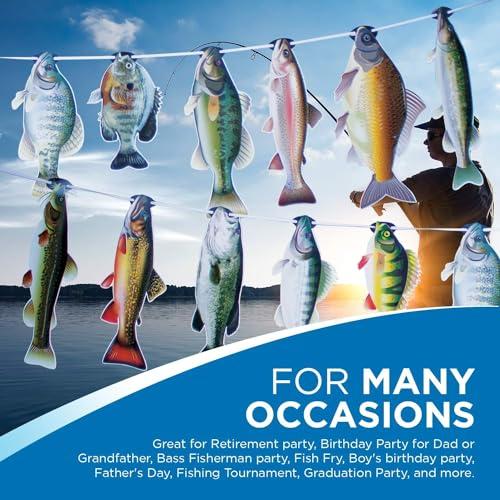 Havercamp Havercamp Gone Fishin String Hanging Banner for Fish Fry, Bass Fishing, Freshwater Pond & Salt Water Tournament Fishing Decorations