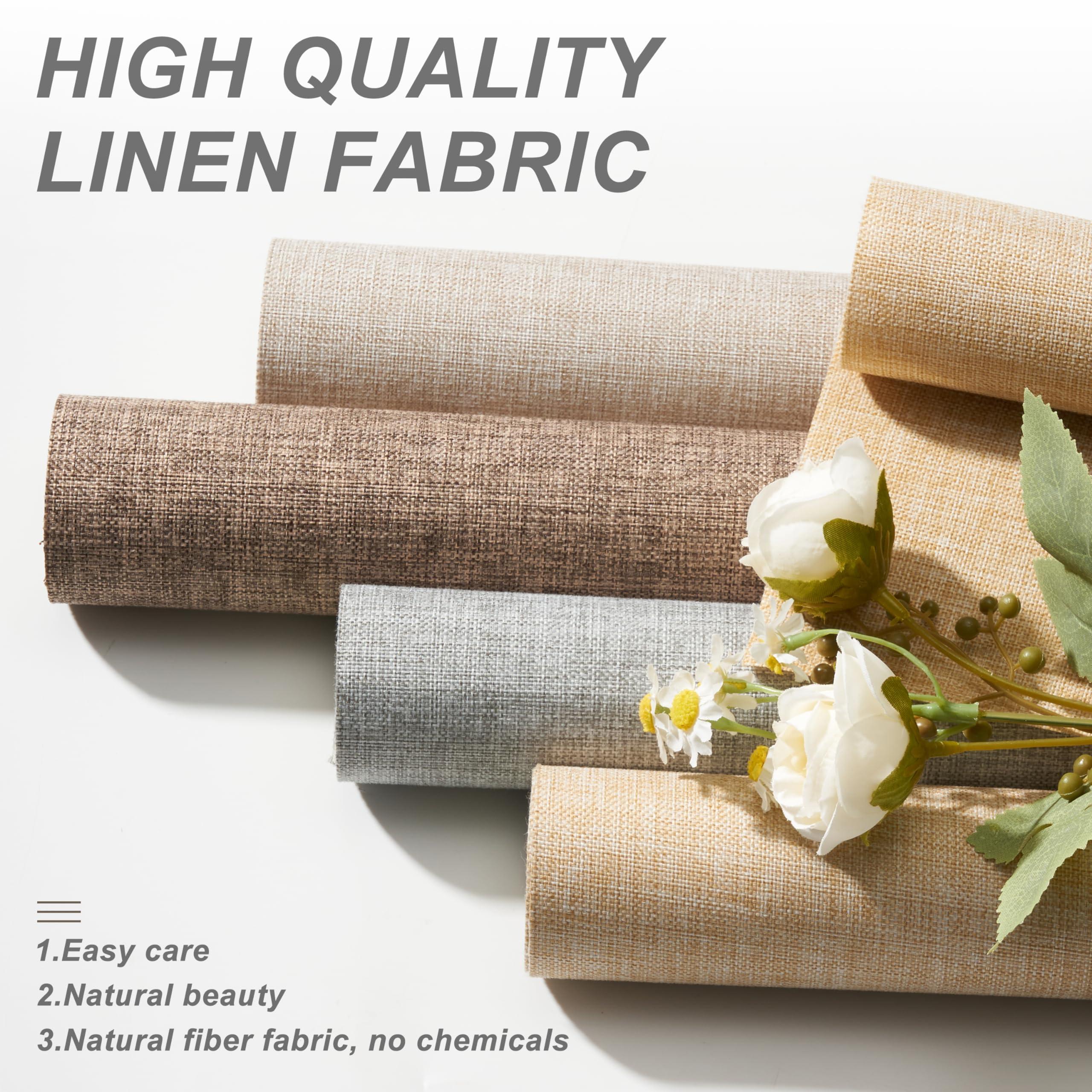 HOTSOON HOTSOON Blackout Cordless Roller Blinds for Indoor Windows, Natural Linen Fabric Roller Shades Thermal Insulated roll up shades UV Protection Privacy Blinds, Brown, 55" W x 72" H