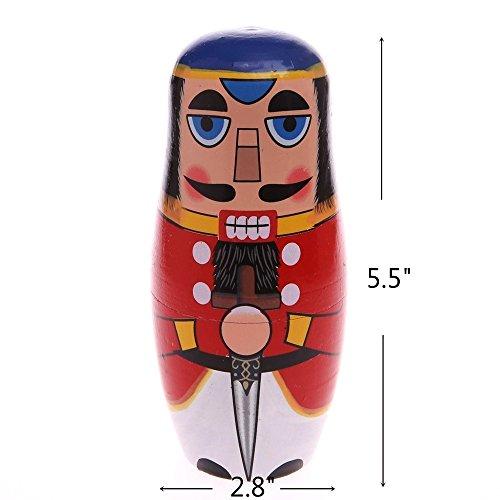 AMOR PRESENT AMOR PRESENT Nutcracker Nesting Doll, 5Pcs Russian Matryoshka Dolls Christmas Nutcracker Figures Handmade Wooden Nutcracker Set