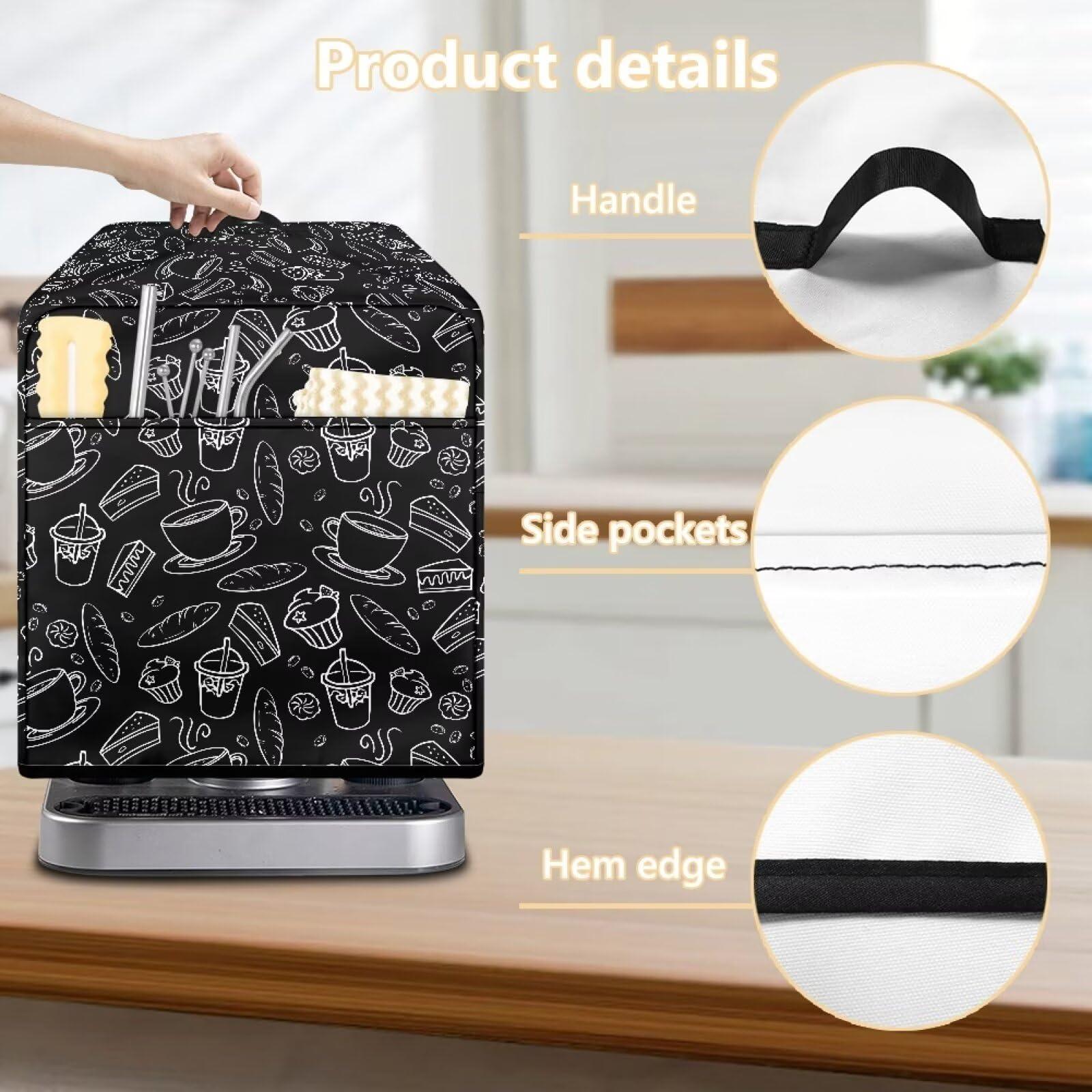 HUISEFOR HUISEFOR Coffee Style Cocktail Machine Dust Cover Foldable Cocktail Maker Covers with Pocket for Kitchenware and Recipes Cocktail Hood Cocktail Machine Cover Kitchen Accessories