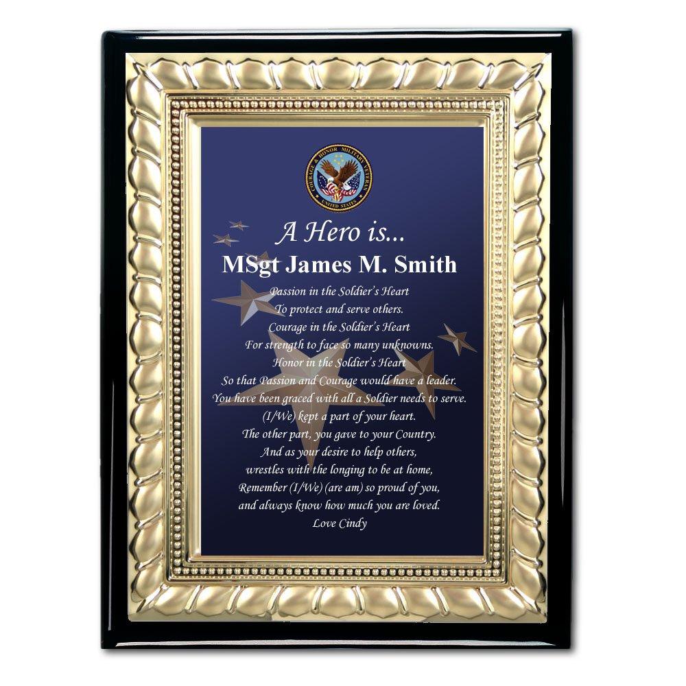 AllGiftFrames Personalized Military Gift Plaque Going Away Retirement Homecoming Poem Plaque Marine Air Force Navy USAF Soldier Service Award Frame Veteran
