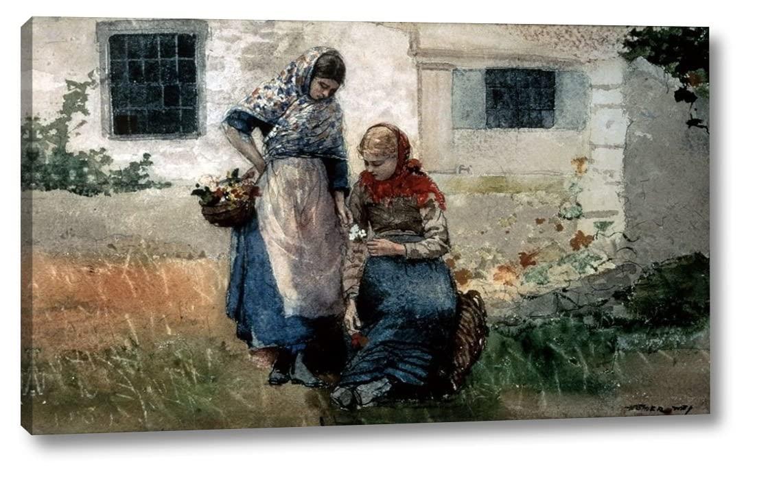 Canvas Art USA Picking Flowers by Winslow Homer - 18\" x 30\" Canvas Art Print Gallery Wrapped - Ready to Hang