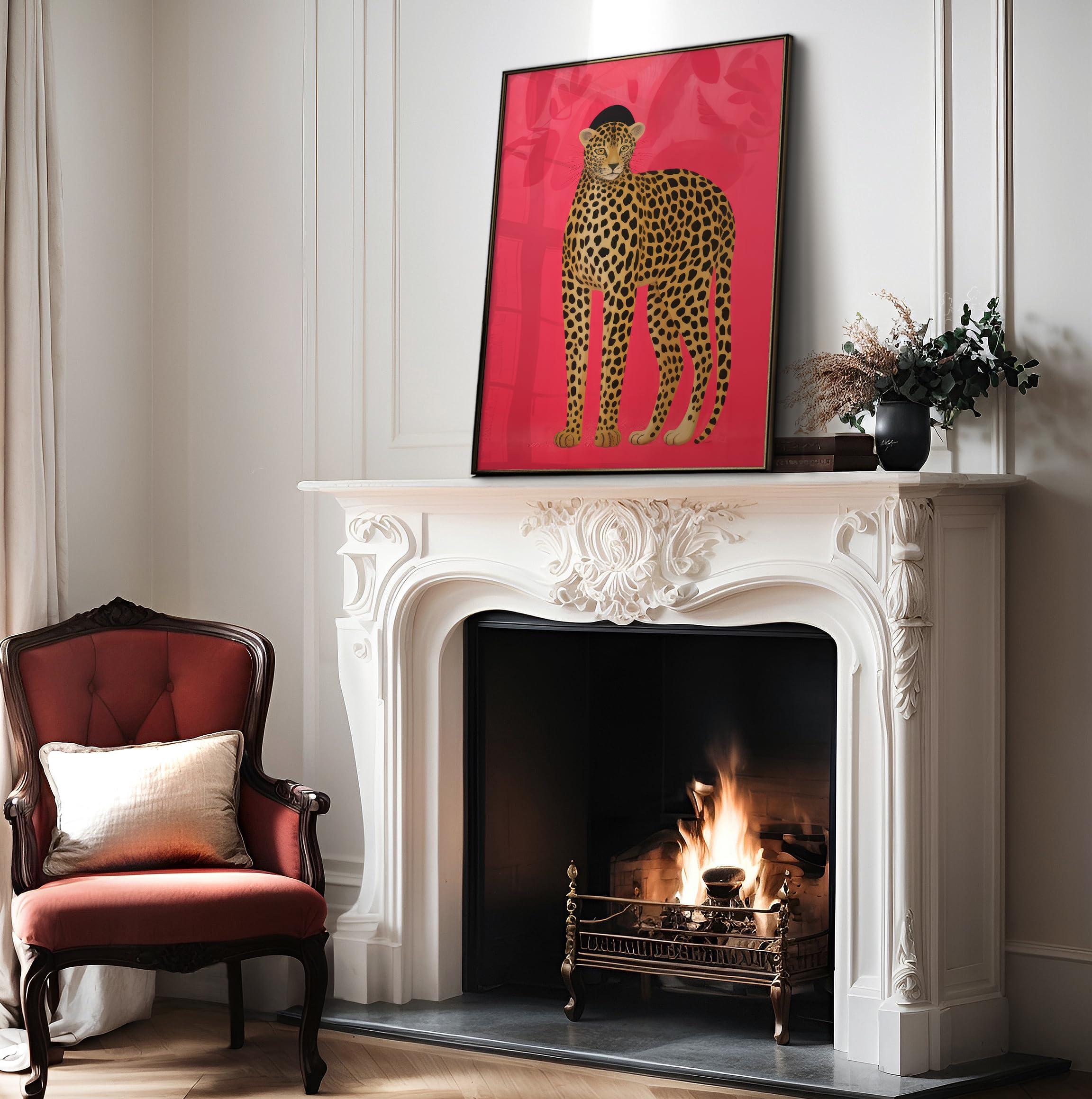 Monem Art Studio Monem Art Leopard Poster - Retro Cat Print - Panther Art - Wild Life Art - Modern Art - Chic Boho Art - Pop Art - Aesthetic Art - Great Kid\'s Room or Nursery Wall Decor - 11x14 UNFRAMED Wall Art