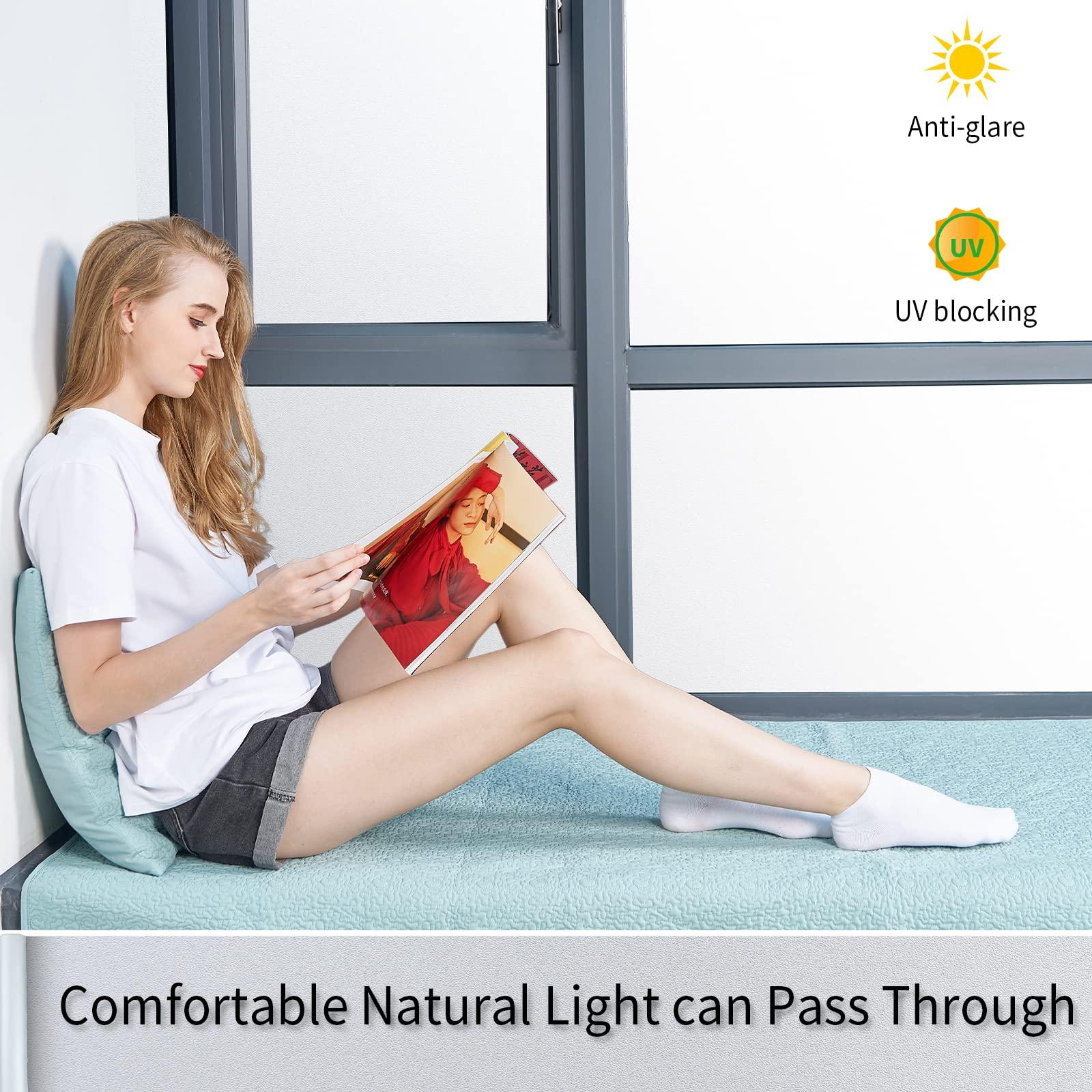 xiawei Frosted Glass Window Film with Tools,Reusable Window Privacy Film,Static Clings Window Film Kit for Home Bathroom and Office. (Pure, 29.6Inch196.9Inch)