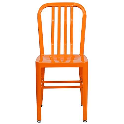 Flash Furniture Flash Furniture Gael Commercial Grade 2 Pack Orange Metal Indoor-Outdoor Chair