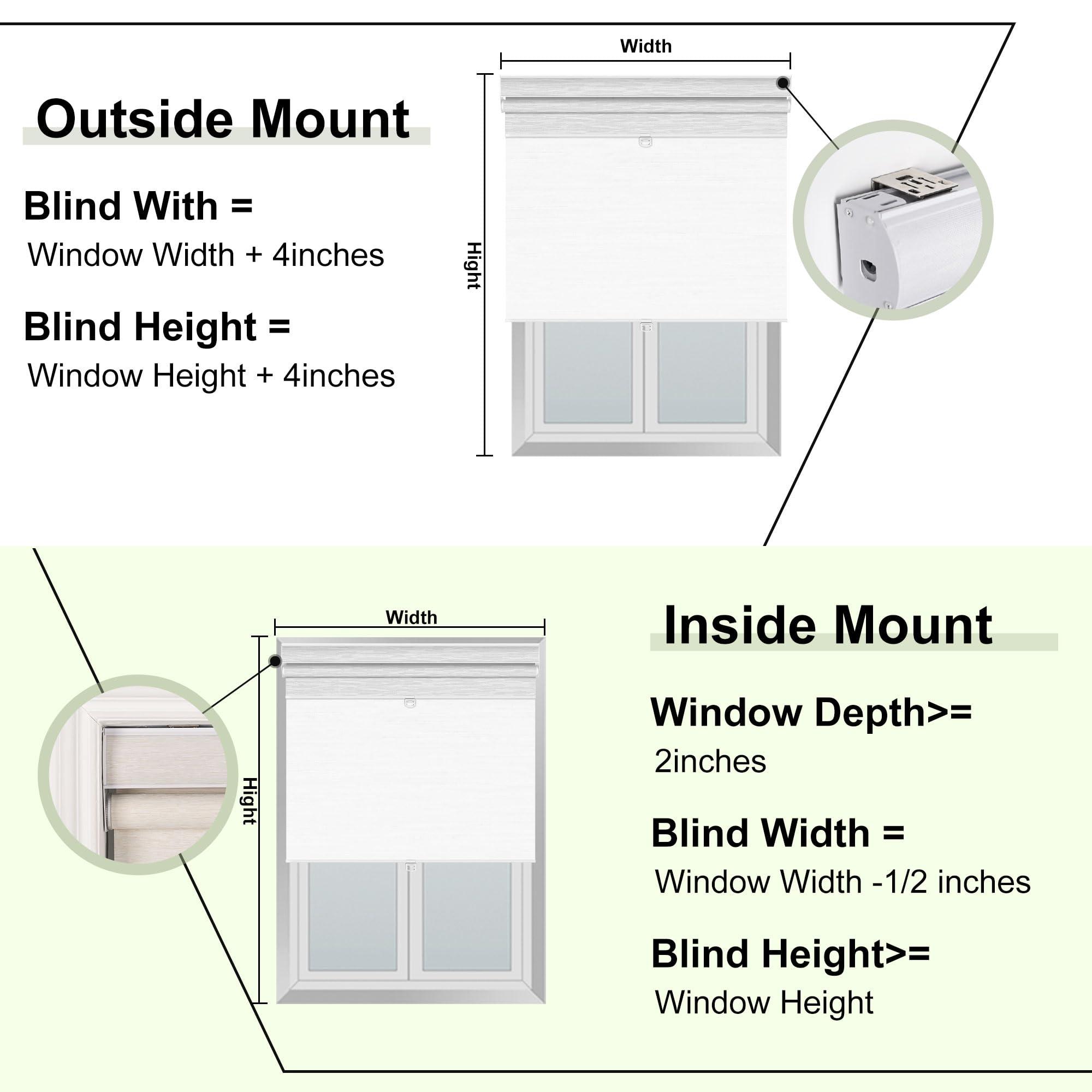 Doing-X DOING-X Dual Blinds Roller Shades for Window with Cassette Valance Thermal Insulation Cordless Blackout & Light Filtering Double Roller Blinds for Home Bedroom Office,70" W x 80" H,Jacquard White