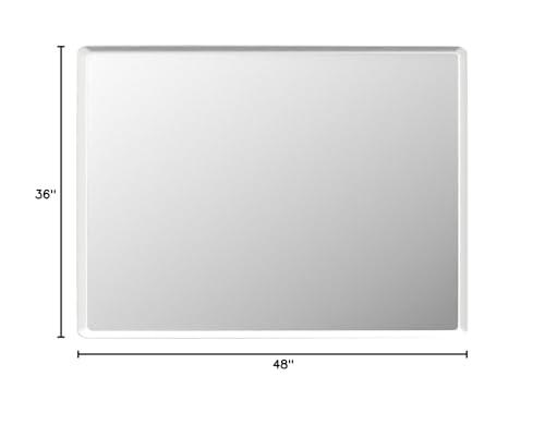 GOLOMO GOLOMO 48x36 Inch Silver Bathroom Mirror for Wall, Silver Metal Framed Bathroom Vanity Mirror, Modern Rounded Rectangle Mirror, Shatterproof, Anti-Rust (Horizontal/Vertical)