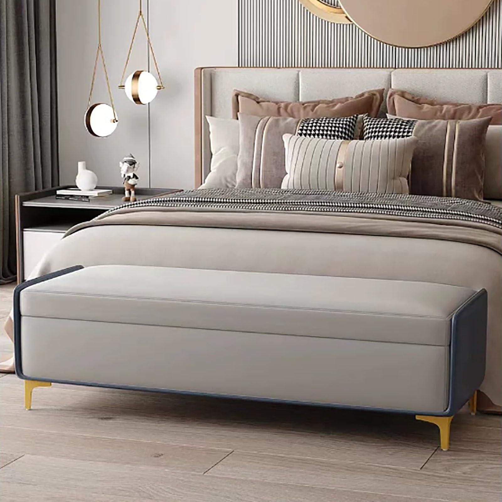 XDONE Ottoman with storage for bedroom, upholstered storage bench, entrance storage bench with gold legs, living room storage bench, bed end bench, foyer bench, room bench/load capacity 150KG ( Color : A ,