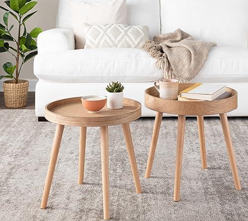 LumiSource Pebble Side Table Set os 2, Accent Table, Round Side Table, Small Side Table for Small Spaces, Couch Side Table, Living Room End Tables, Mid Century Modern Side Table