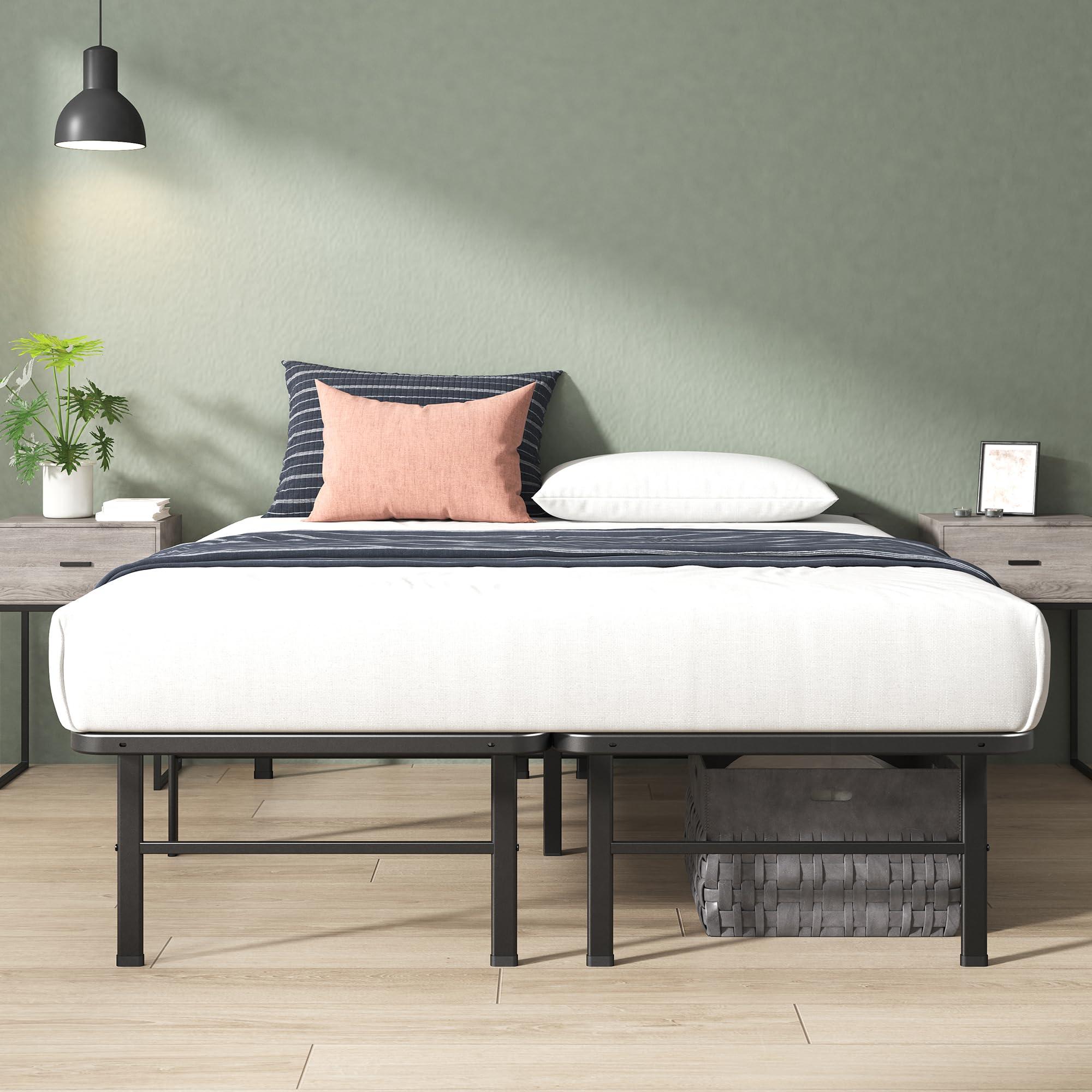 Zinus ZINUS Rumi 14in Easy SmartBase Mattress Foundation, Sturdy Metal Bed Frame, No Box Spring Needed, Eco Friendly Packaging, Queen
