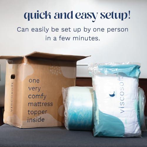 ViscoSoft ViscoSoft 4 Inch Pillow Top Memory Foam Mattress Topper Twin XL - Cooling CertiPur-US Certified - Extra Long Hybrid Lux Dual Layer Mattress Pad - Perfect for College Dorms