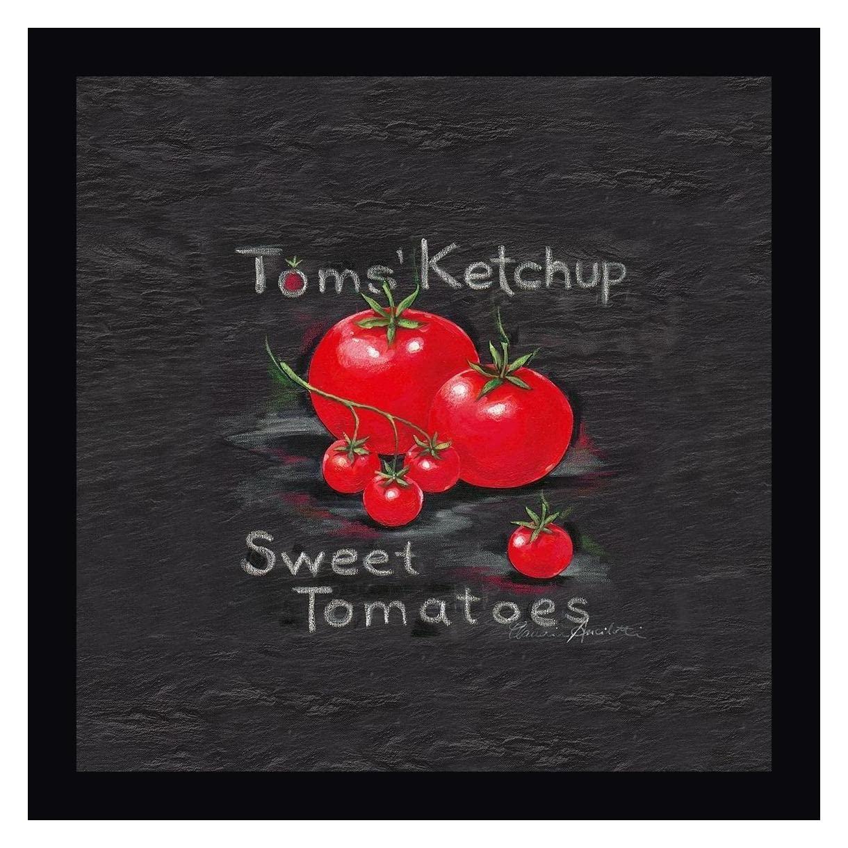 Canvas Art USA Toms Ketchup by Claudia Ancilotti - 30\" x 30\" Framed Canvas Art Print - Black Frame - Ready to Hang