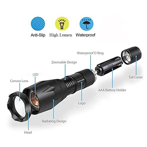 GaiGaiMall GaiGaiMall 2 Pack Tactical Green Light Flashlight Single Modes Zoomable LED Hunting Light for Night Vision