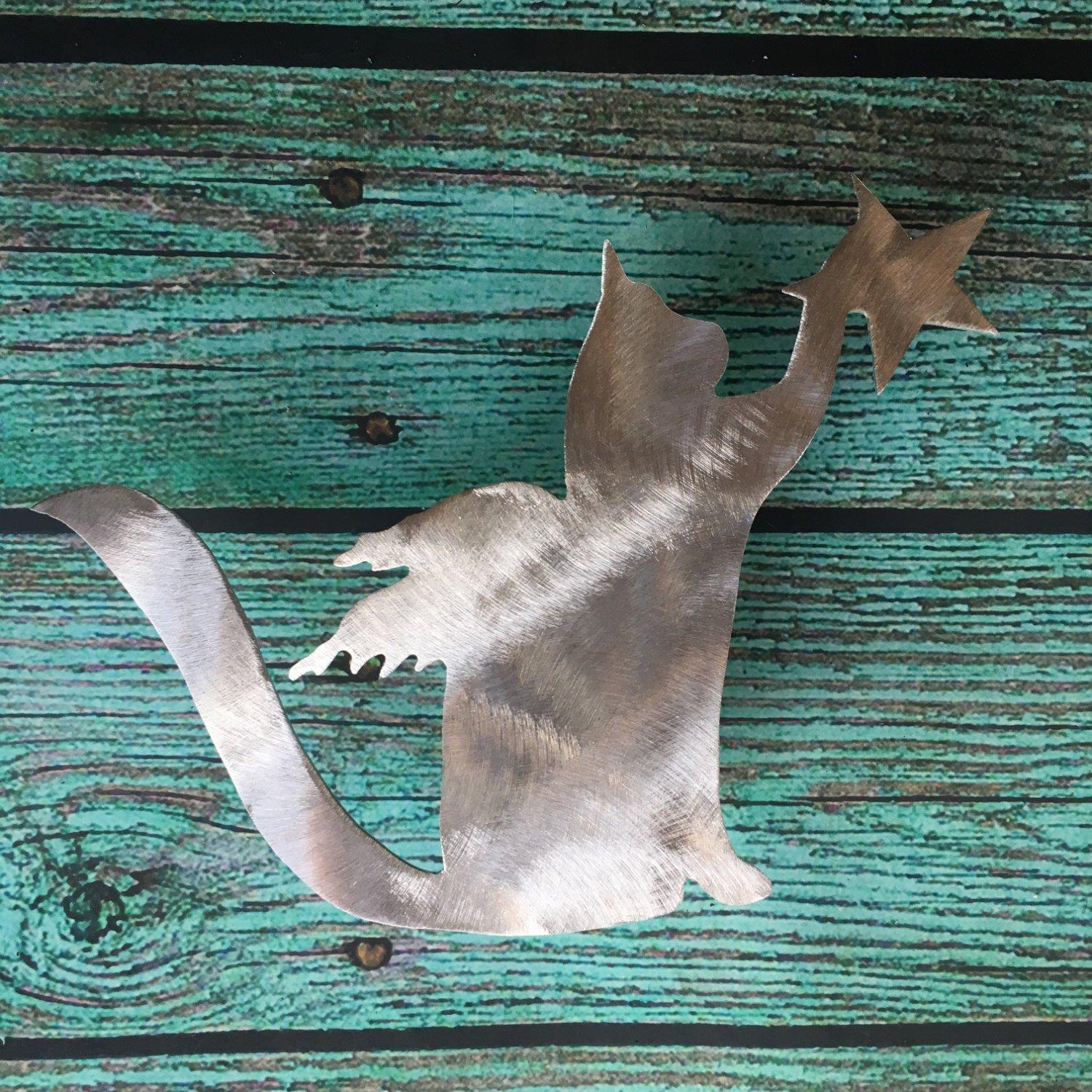 PT Hudson Alumi-Art Cat, Angel Star, Kitty Cat Christmas Tree Topper, Wreath Decoration, Holiday Decoration, metal, Silver, cat lover gift, lightweight