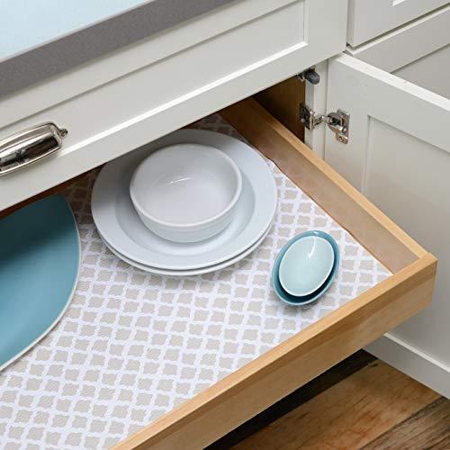 Con-Tact Brand Con-Tact Brand Grip Prints Shelf Liner, Durable and Non-Adhesive Liners, Non-Slip Drawer and Cabinet Liner, 18\" x 4\', Talisman Pale Gray, Pack of 1 Roll