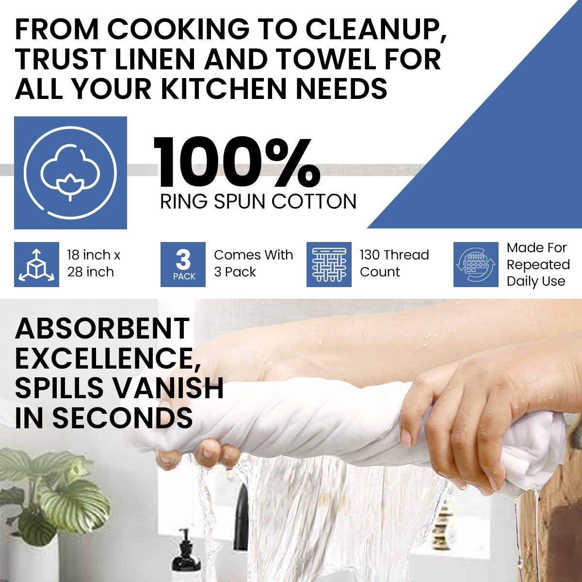 LITO LINEN AND TOWEL Flour Sack Towels |Valentines Day Tea Towel for Crafts| Kitchen Towel|Dish Towel| Cotton Blank Towel for Embroidery| Baking Bread Proofing Linen Cover|Thick Absorbent Quick Dry| 3 Pack 18\"x 28\" White