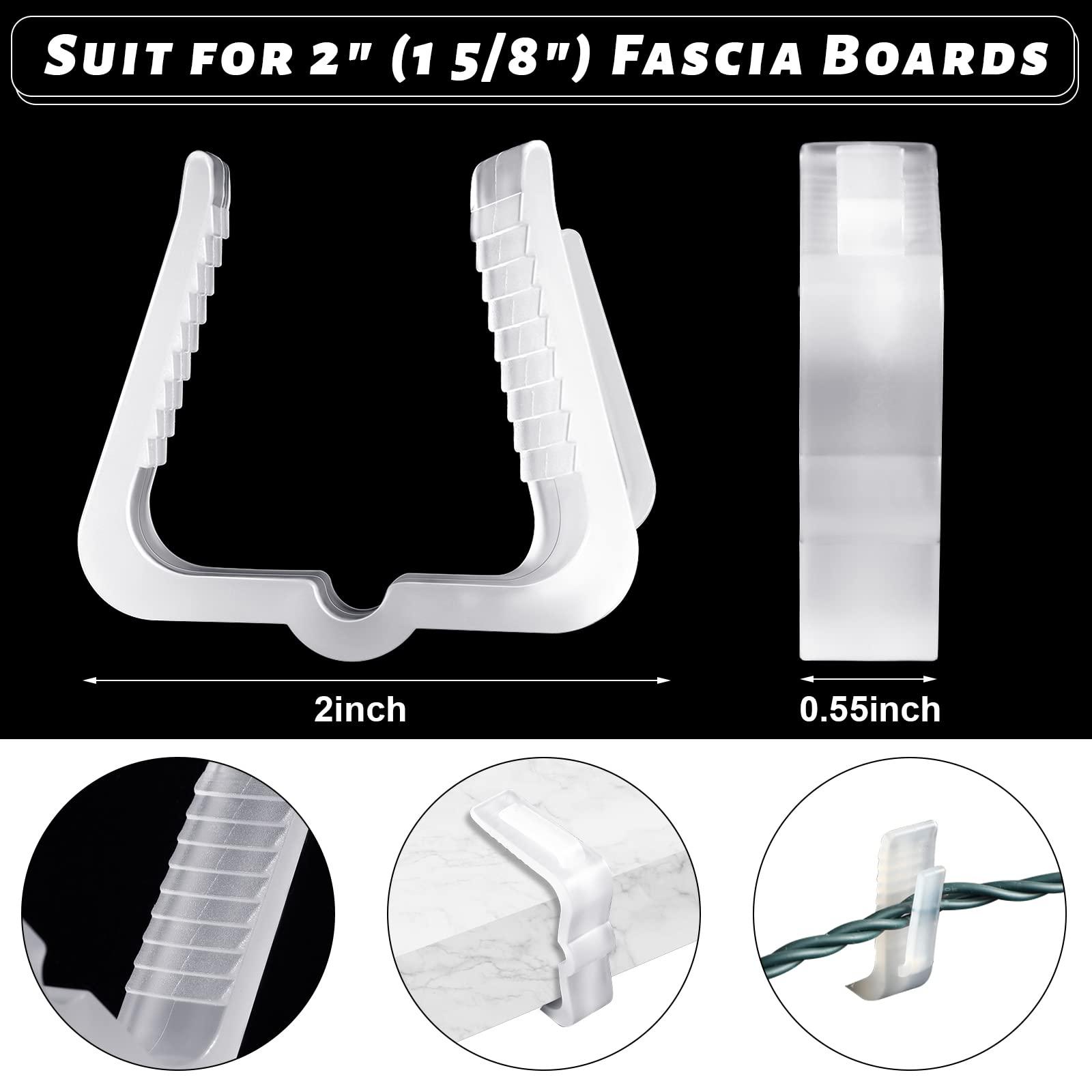 Marsui Marsui 500 Pcs Christmas Light Clips Outdoor Roof Hooks 1 5/8 Inch Fascia Boards Hanger Plastic Holiday Light Clip for Xmas Outside Decoration Roof Gutter Fence Eave (White)