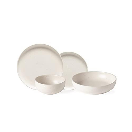Casafina Casafina Ceramic Stoneware 4-Piece Place Setting Service for 1, Pacifica Collection, Vanilla | Microwave & Dishwasher Safe Dinnerware Set | Food Safe Glazing | Restaurant Quality Tableware