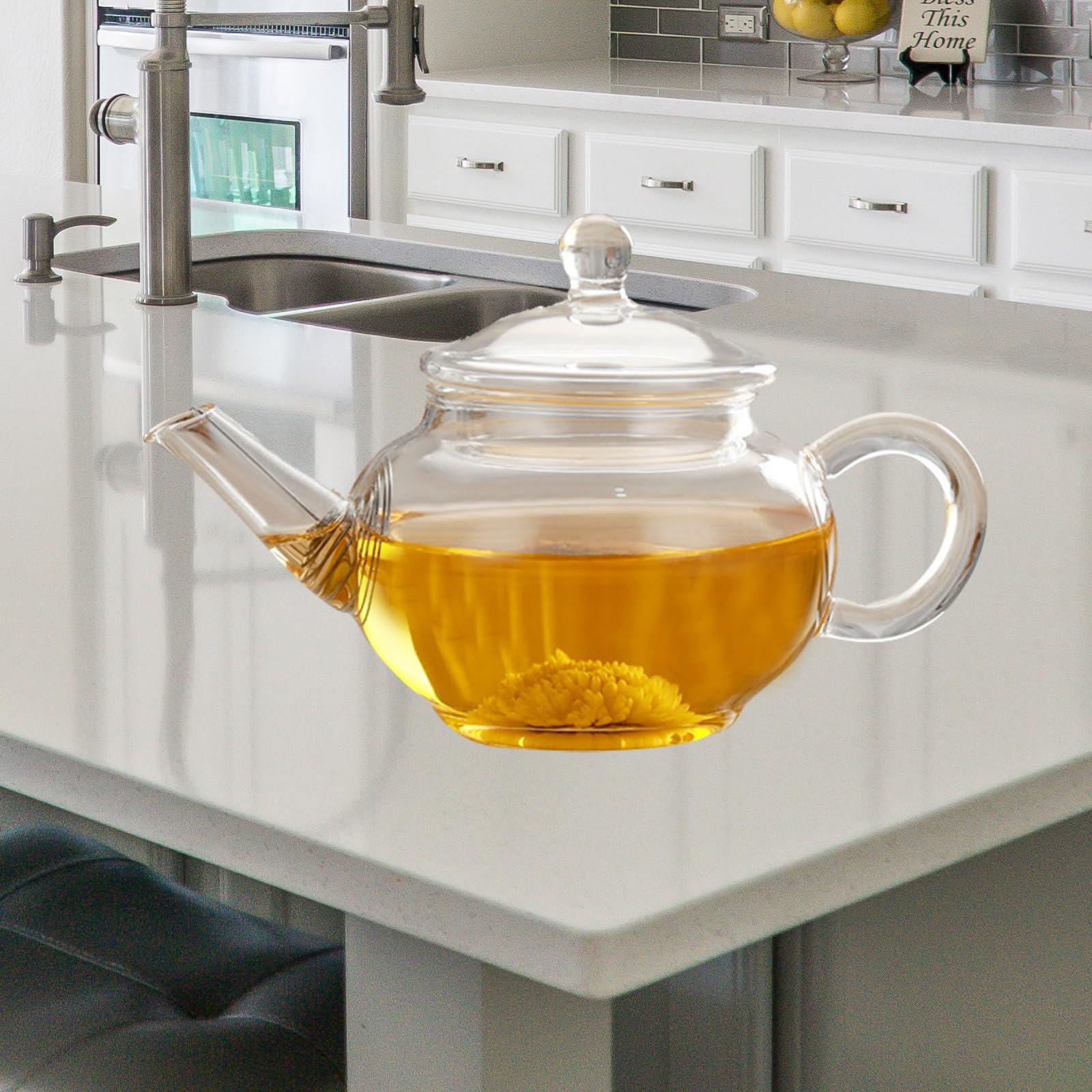 Garneck Garneck Tea Kettle with Infuser Glass Tea Kettle,borosilicate Glass Teapot with Infuser Blooming Tea Teapot Teapot Clear Glass Kettle with Strainer