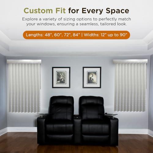 BlindDen BlindDen - Vinyl Vertical Window Blinds for Home - Vertical Blinds for Sliding Glass Doors - Infinity Silver, 82" Wide x 84" Long