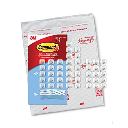 Command Command Indoor Mini Light Clips, Damage Free Hanging Christmas Light Clips, Mini Wall Clips for Hanging Indoor Christmas Decorations, Lights and Cables, 45 Clear Clips and 54 Command Strips