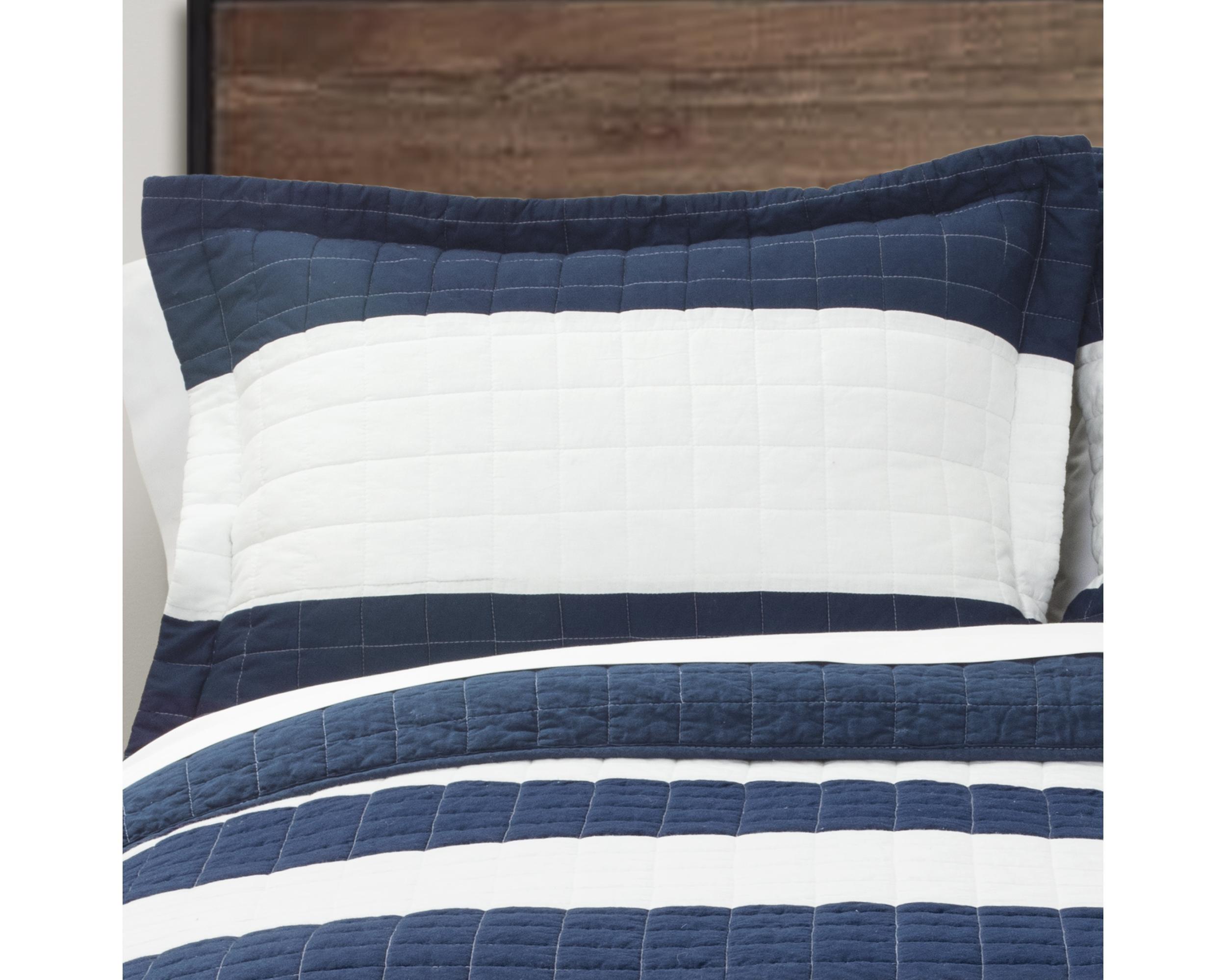 Lush Decor Lush Decor New Berlin Quilt Striped Pattern 2 Piece Bedding Set, Twin, Navy and White