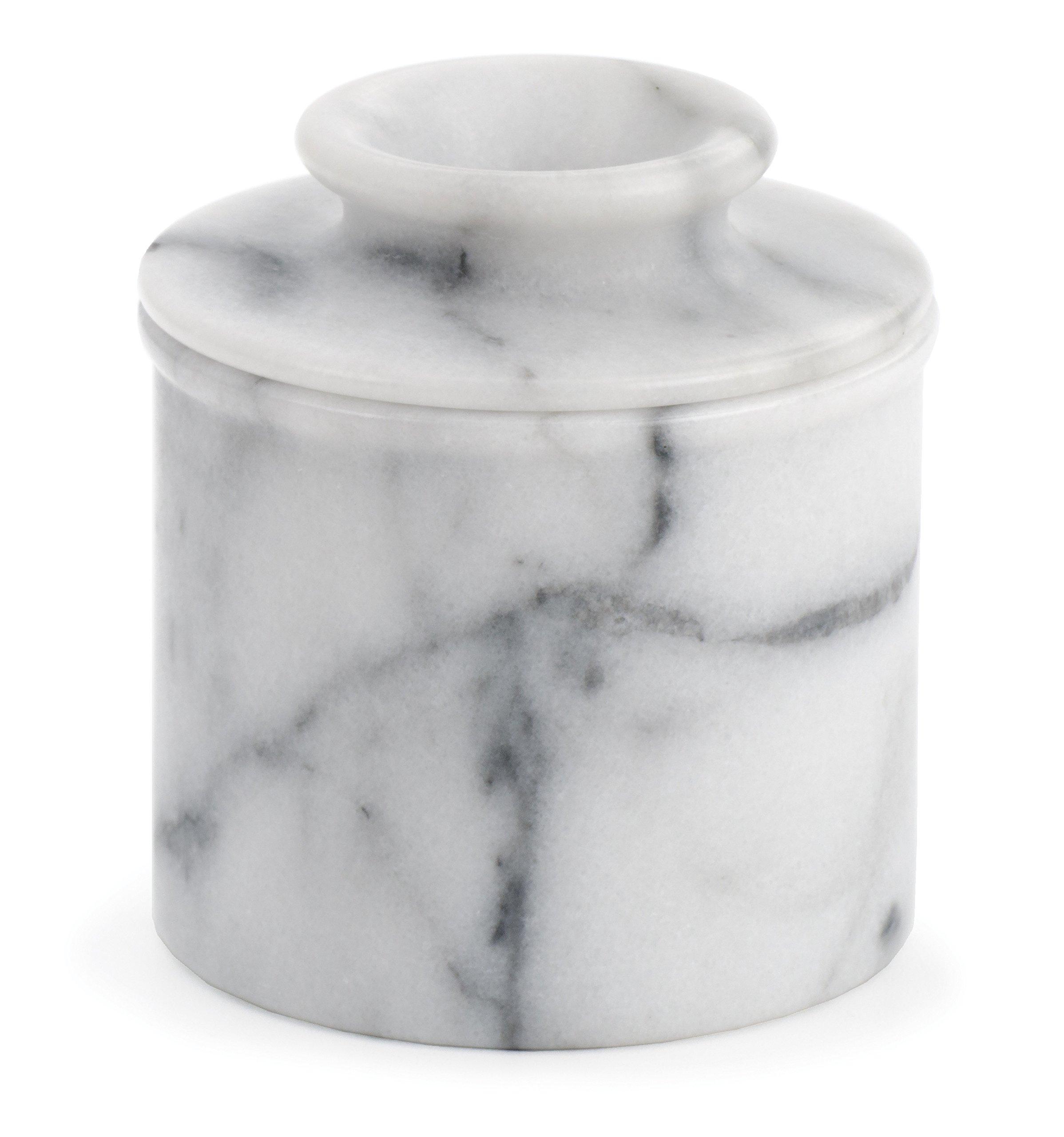 RSVP International RSVP International White Marble French Butter Pot, Holds One Stick or 1/2 Cup | Made From Natural White Marble | Keep Butter Fresh & Spreadable at Room Temperature in Crock Dish