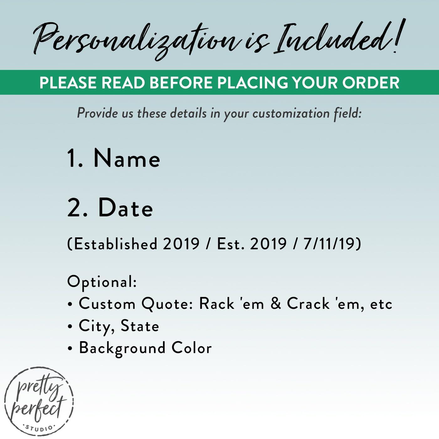 Pretty Perfect Studio Custom Pool Table Art Personalized Billiard Print Canvas Wall Art Walnut Framed 16"x20"