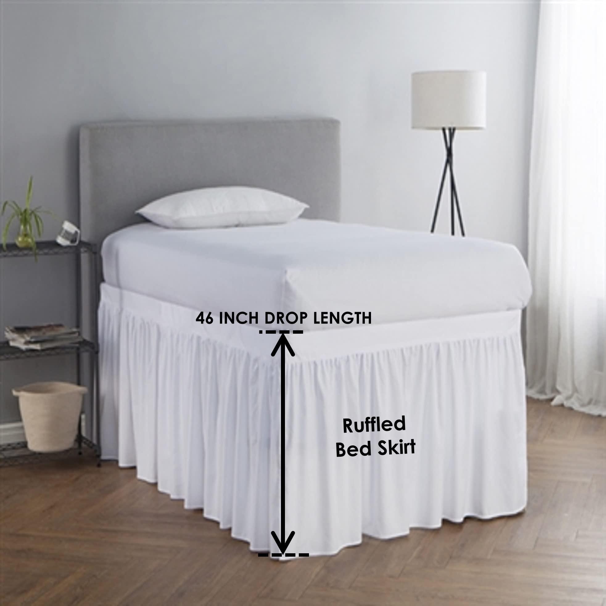 Mr Pandaa Dust Ruffled Bed Skirt College Dorm Extra Long Extended Dorm Room Bed Skirt |100% Egyptian Cotton, 400-Thread Count| 46-Inch Drop| Extra Long Dorm Room Bed Skirt - [Royal Blue, Twin XL/46 Drop]