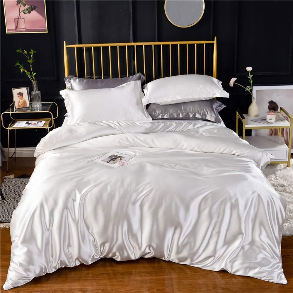 Cotton Home Depot Cotton Home Depot White Silk Satin Comforter Set King - All Season 500 GSM 7 Piece (Comforter + Flat Sheet + Fitted 19\'\' Deep + 4 Pillowcases) Comforter Sheet Set Wrinkle Fade Free Bedding Set