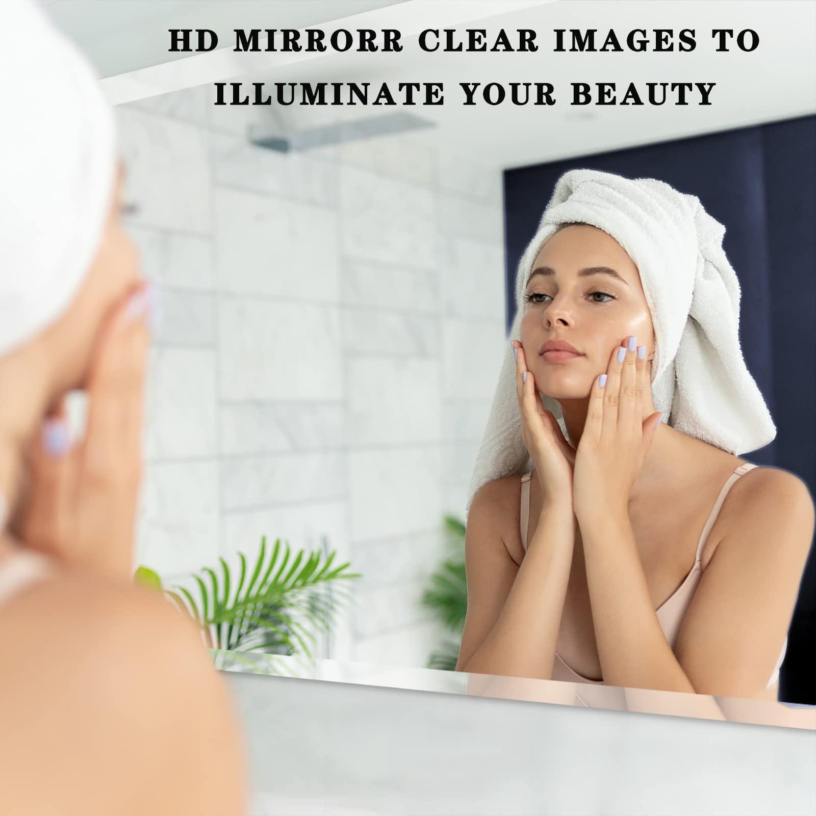 GQJNHUI GQJNHUI Iron,Bathroom Corner Mirror,Swivel Wall Mirror,Bathroom Side Hanging Beveled Mirror with Stand,Black/White/Gold,HD Silver Mirror,Vanity Mirror for Living Room Bedroom Hallway (Color : Wh