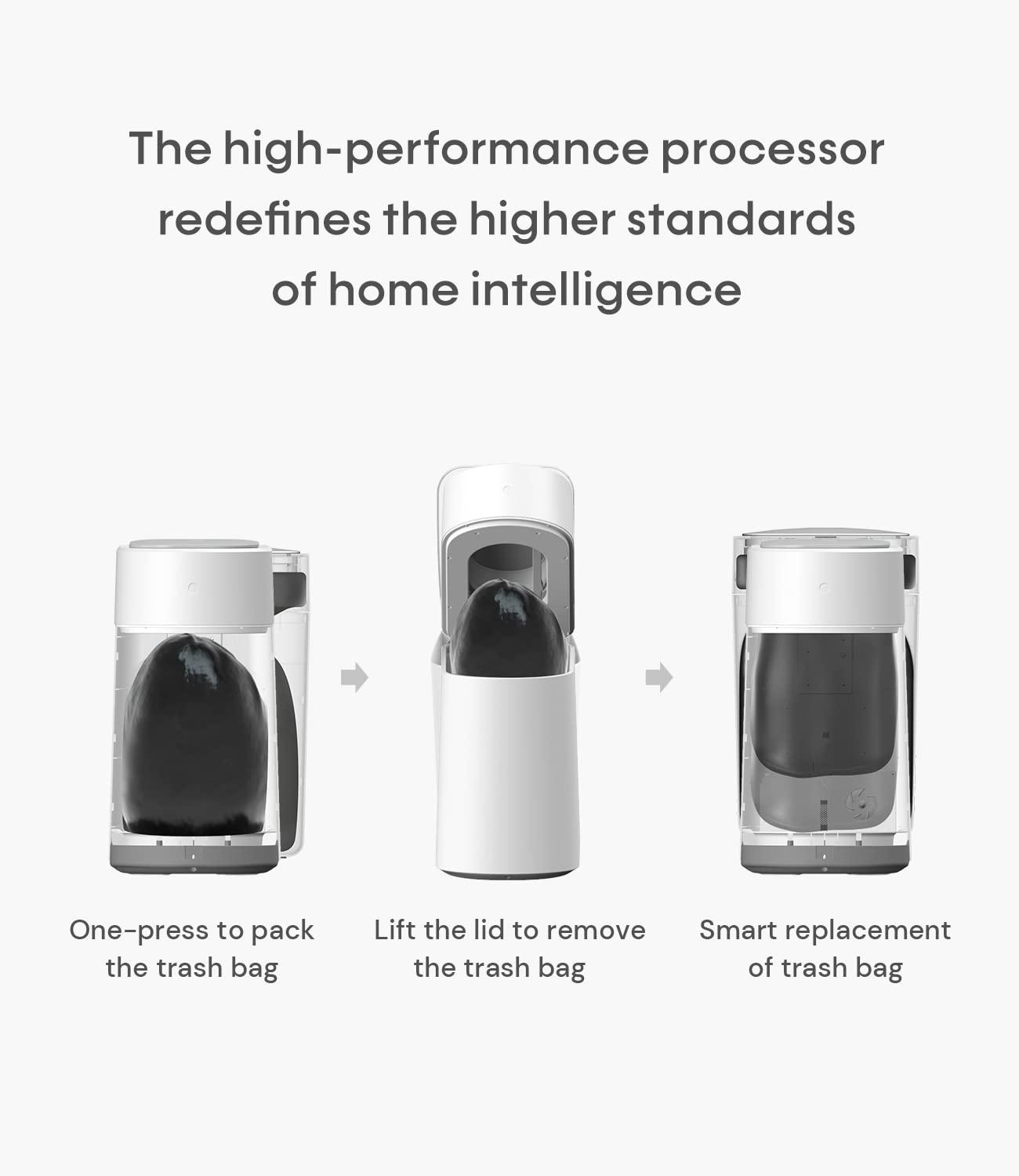 TOWNEW TOWNEW T3 Slim Automatic Infrared Motion Sensor Trash Can with Lid, Self Sealing & Changing 3.4-Gal Waterproof Garbage Can, Bathroom Touchless Trash Cans with Lids- White x1 Refill Ring(Up to 20 Bags)