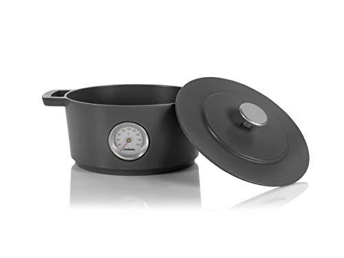 Cuisipro Combekk RAILWAY Recycled Enameled Cast Iron 4.25 Quart Dutch Oven w/ Thermometer, Concrete, 9.5\"