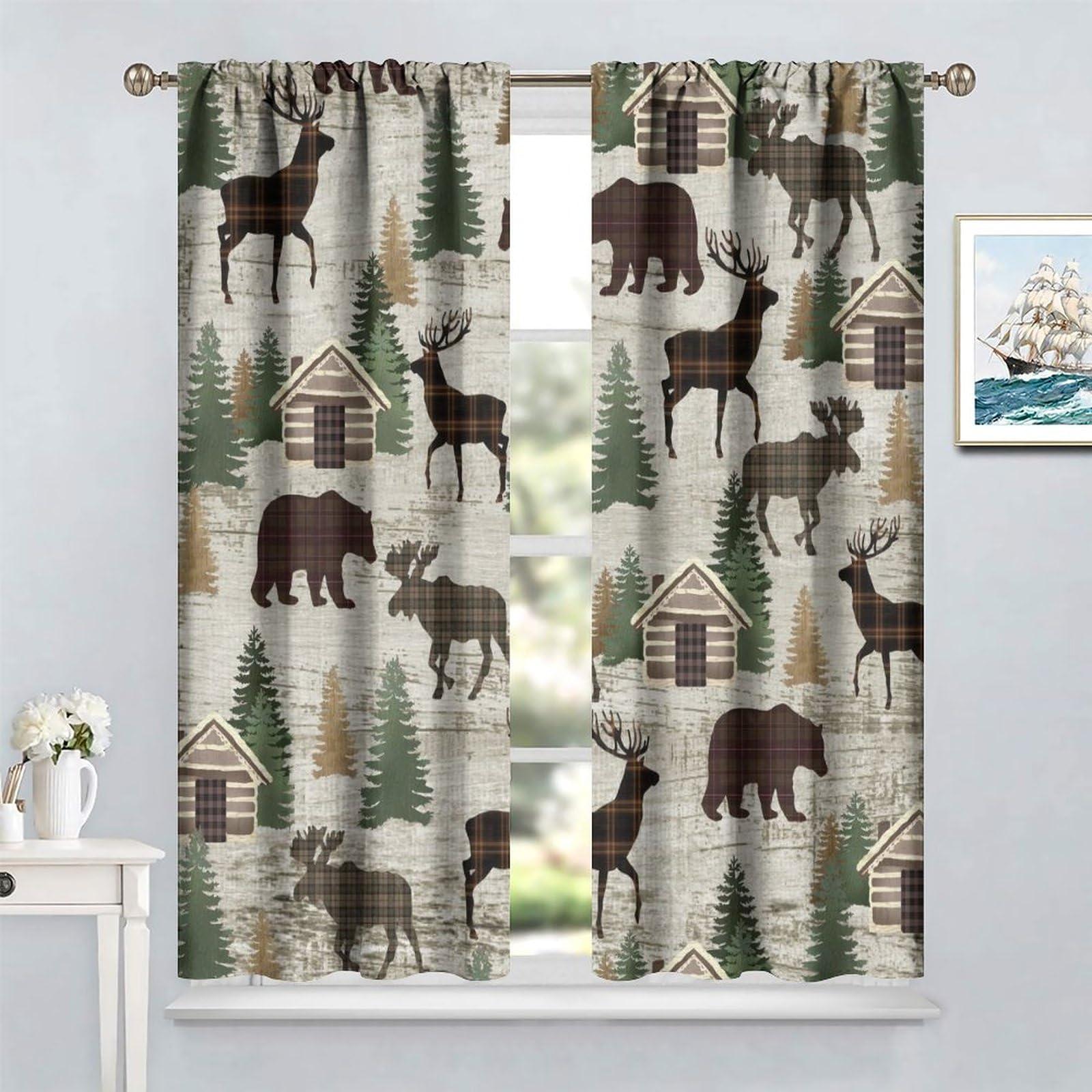 SENRUEGT SENRUEGT Retro Rustic Curtains,Country Western Farmhouse Cow Horse Blackout Window Treatments Drapes63x72in