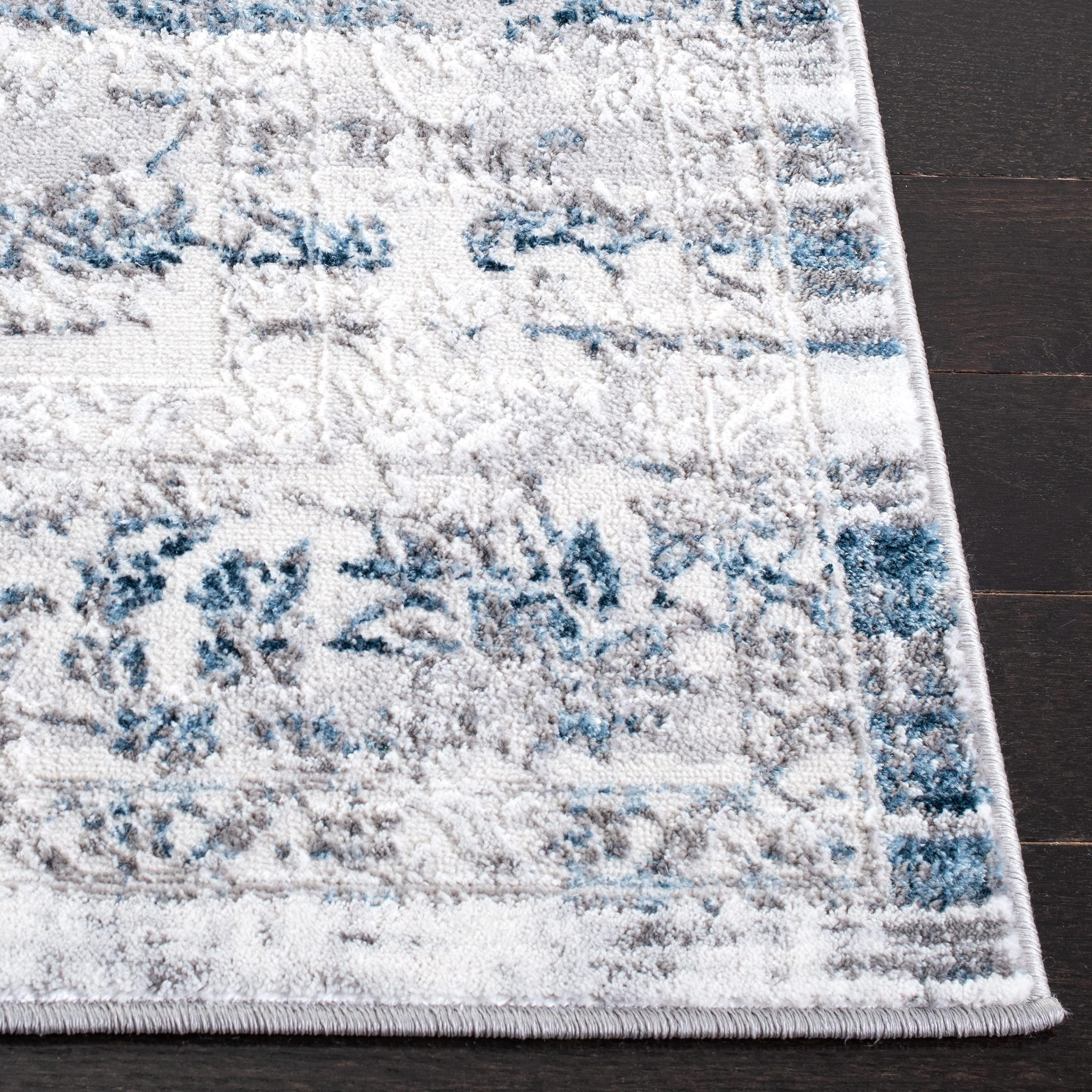 Safavieh SAFAVIEH Amelia Collection 6'7" Square Grey/Blue ALA217F Distressed Non-Shedding Living Room Bedroom Area Rug