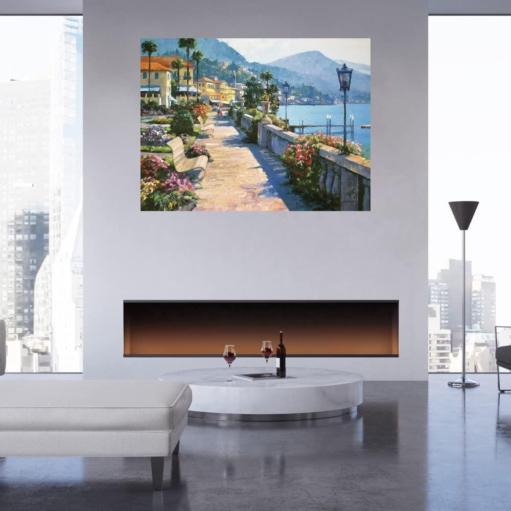 Fine Art Canvas Fine Art Canvas Bellagio Promenade Canvas Print by Artist Behrens International Group, Inc. for Living Room, Bedroom, Bathroom, Kitchen, Office, Bar, Dining & Guest Room - Ready to Hang - 43"W x 32"H