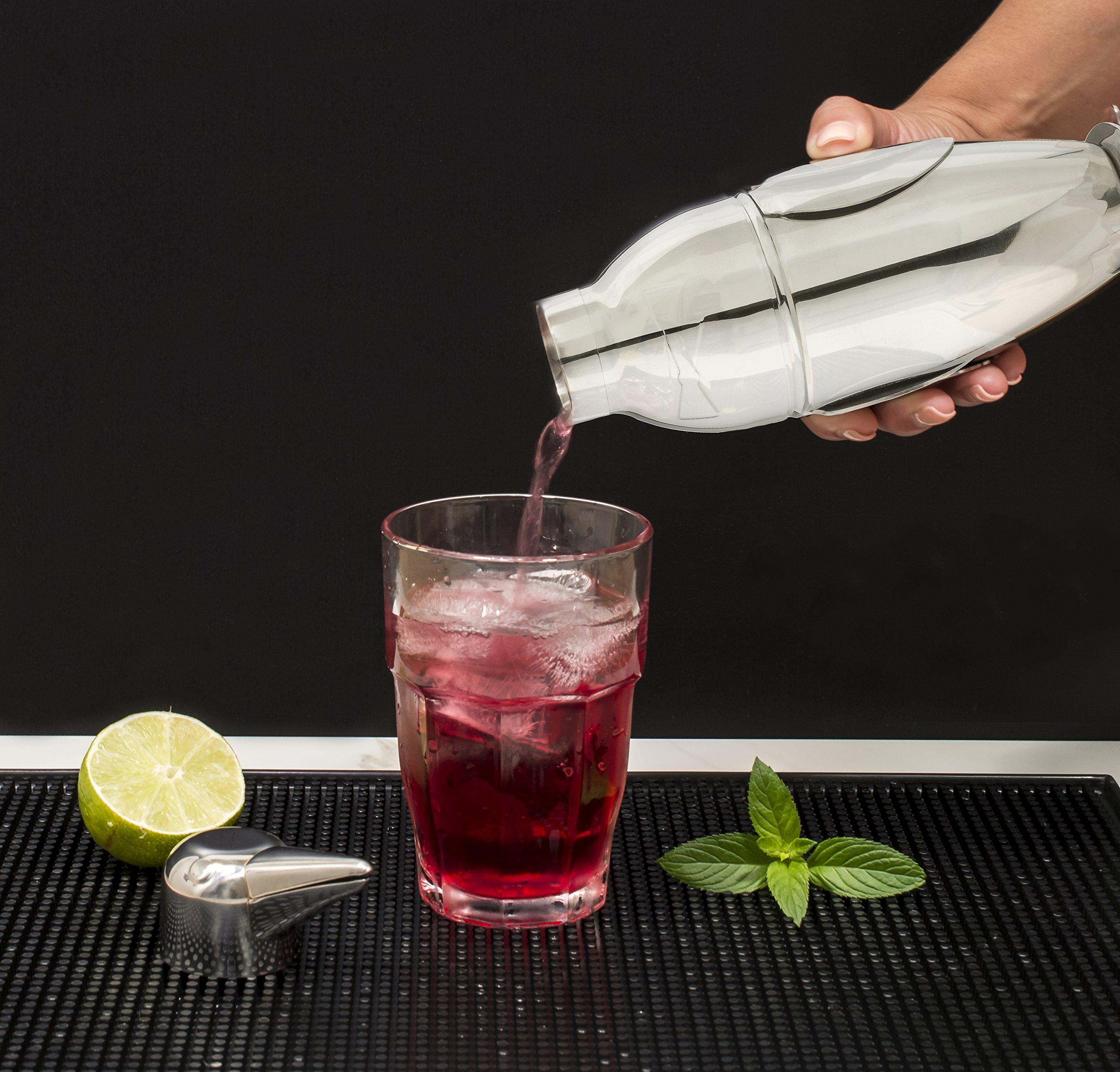 HIC Kitchen HIC Bar Penguin Cocktail Shaker, 18/8 Stainless Steel, Mirror Finish, 3-Piece Set, Holds 18-Ounces