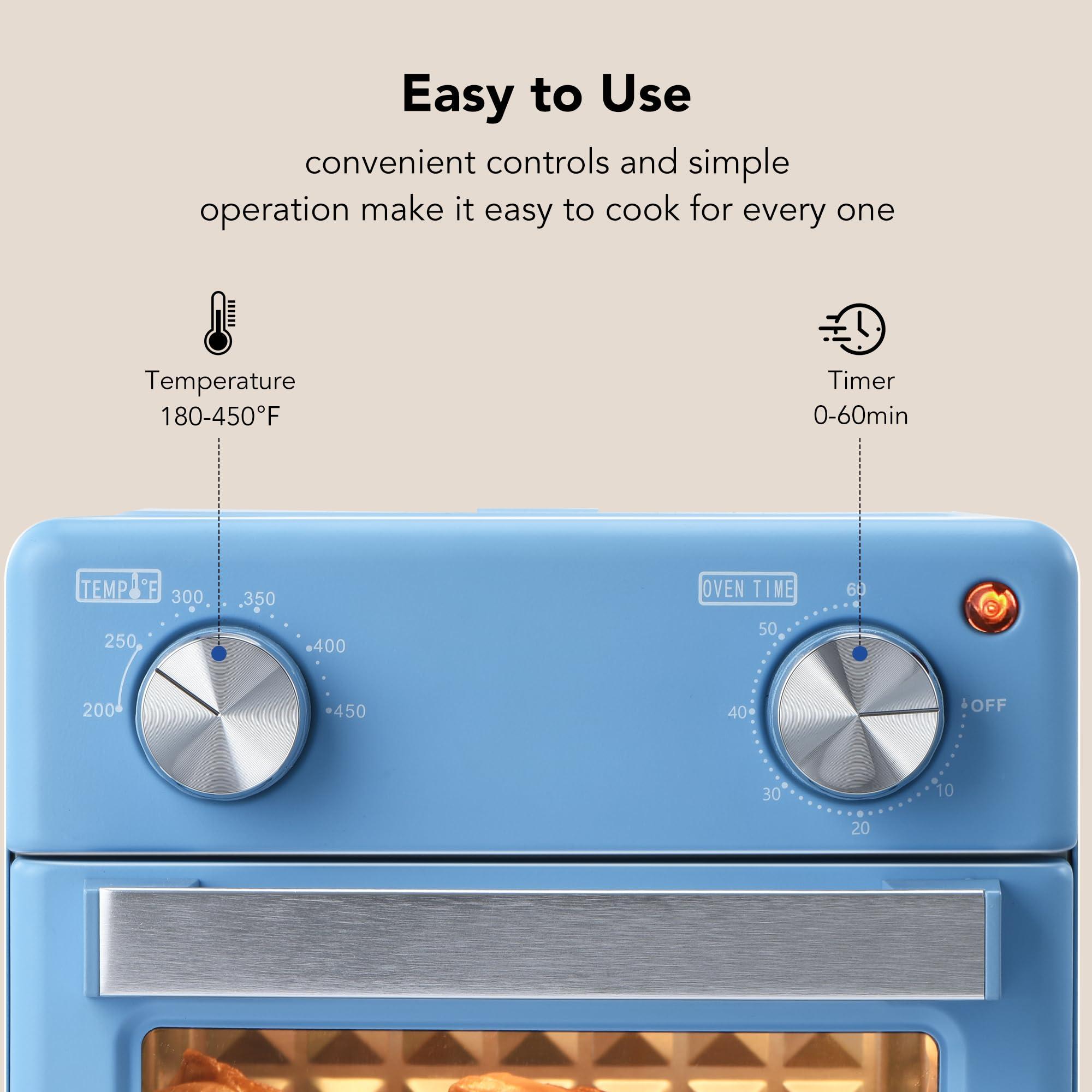OSAMKO OSAMKO 5-in-1 Air Fryer Toaster Oven Combo, 8L Air Fryer Convection Toaster with Fast Preheat, Air Fry, Bake, Grill, Broil, Heat, Blue