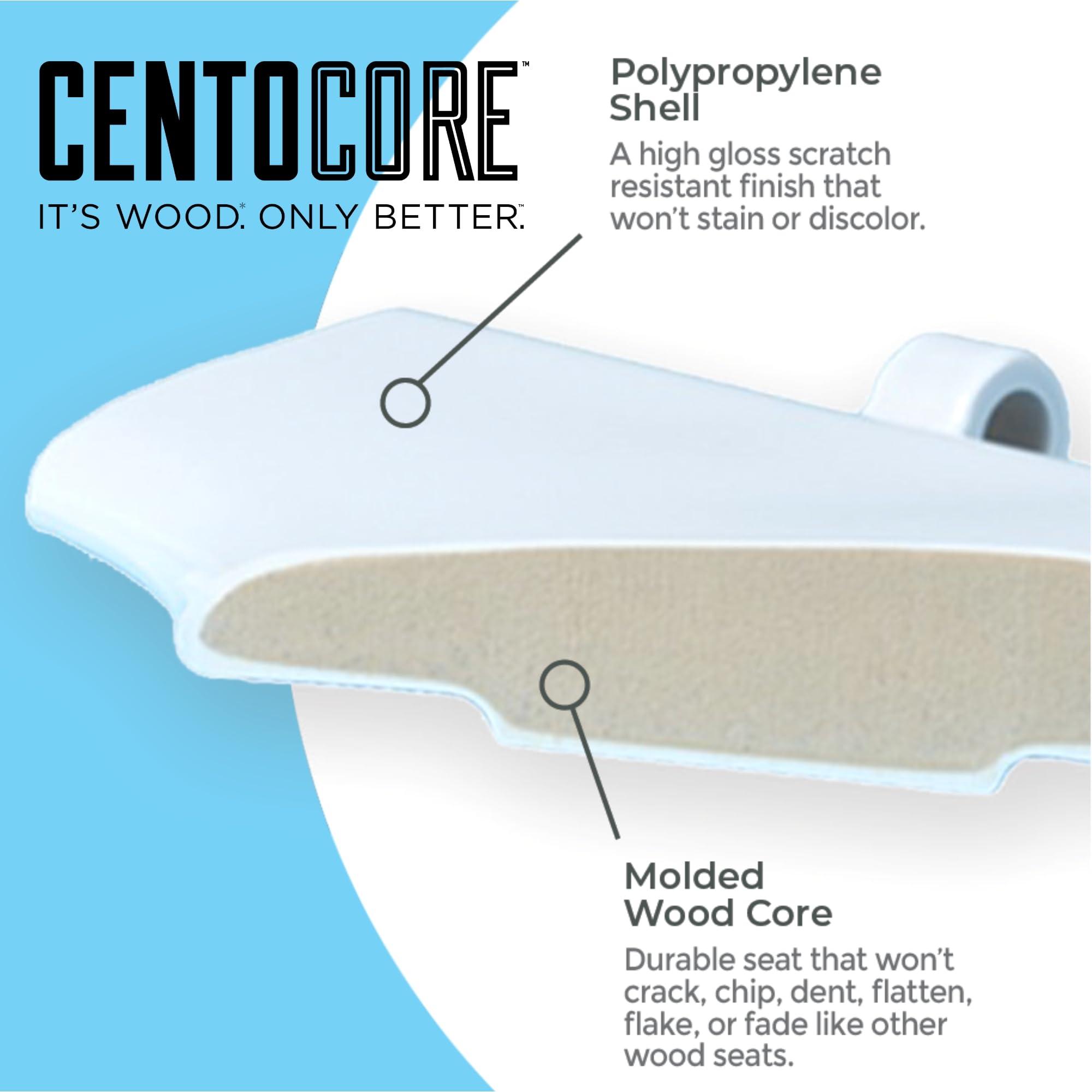 CENTOCORE Centoco Wooden Toilet Seat Round, Closed Front with Cover, Residential, Chrome Hinge, Made in the USA, 700CH-001, White