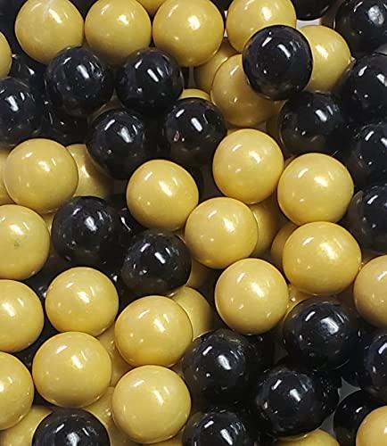 Naturejam Naturejam Graduation Tuxedo Themed Gumballs Gold and Black 2 Pounds-Happy New Year Celebration or Gangster Royal Inspired Colors for Disco or Casino Parties