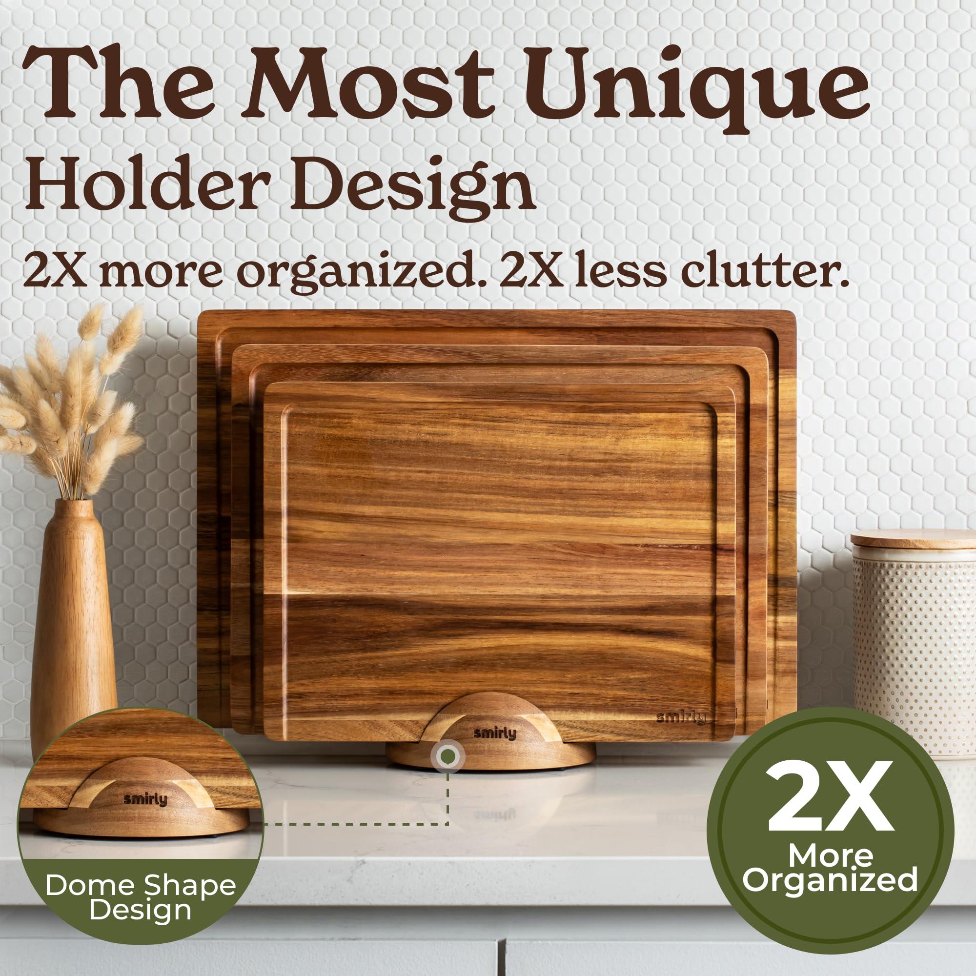 SMIRLY SMIRLY Wood Cutting Boards For Kitchen Meal Prep & Serving, Bamboo Cutting Board Set, Charcuterie Chopping Boards and Wooden Cutting Boards for Kitchen