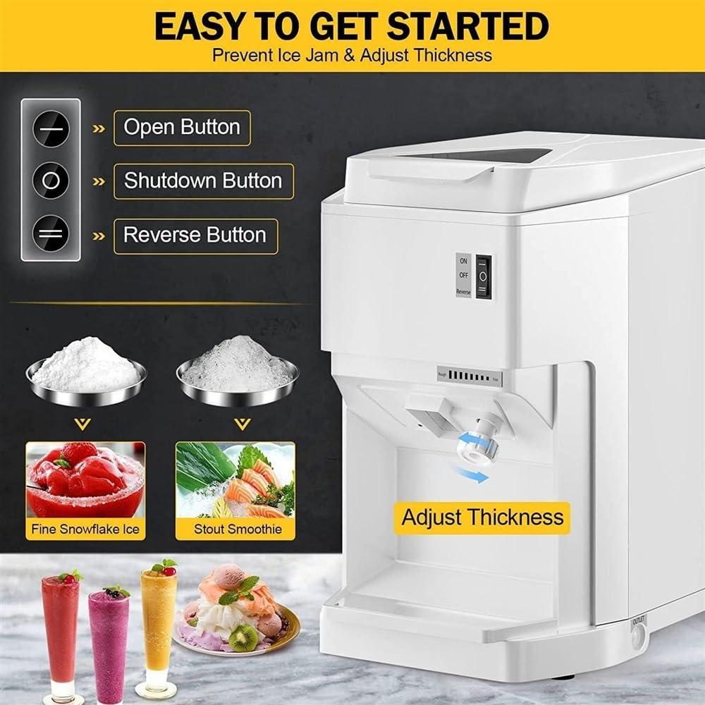 ZIJINGM ZIJINGM Electric Ice Shaver 265 LBS/H Commercial Snow Cone Maker 250W Ice Crusher Machine Shaved Ice Maker Machine Adjustable Fineness