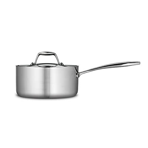 Tramontina Tramontina Tri-Ply Clad Stainless Steel 3-Quart Sauce Pan with Lid, Induction-Ready, Dishwasher-Safe, NSF-Certified, Made in Brazil