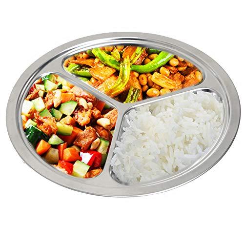TEERFU TEERFU Stainless Steel Divided Plate Set: 3 Section Set of 2 Serving Trays Great for Camping,Lunch and Dinner Plates