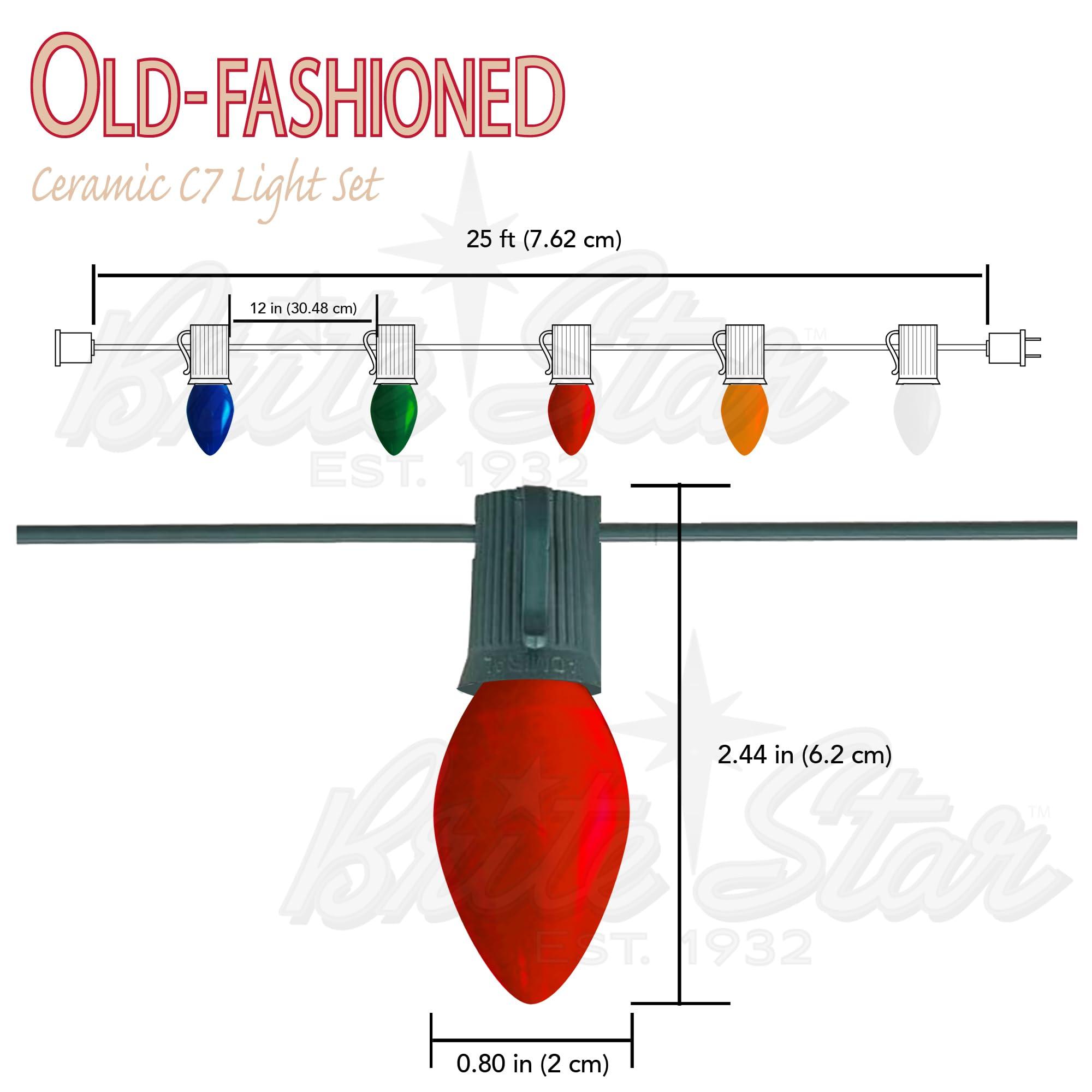 Brite Star Brite Star Vintage Christmas String Lights Multi C7 25 Feet - Old-Fashioned Bulbs Perfect for Christmas - Patriotic Decorations, Indoor and Outdoor Use.